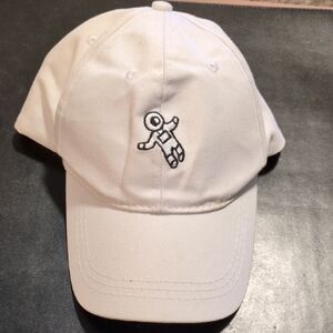 Kids White Embroidered Astronaut Baseball Cap